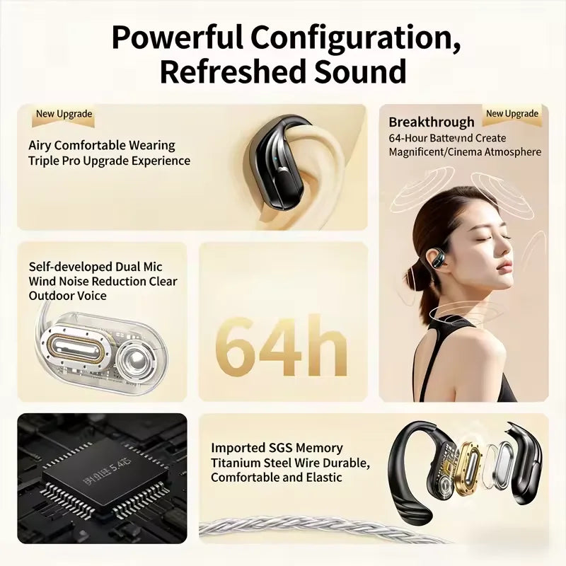 Wireless Bluetooth 5.3 Earbuds LED Display Sports Earhook Headphones Deep Bass HiFi Stereo Noise Cancelling Runing Earphones