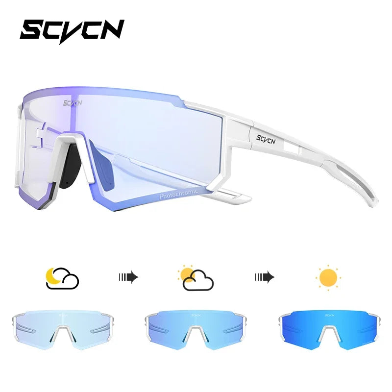 SCVCN Photochromic Cycling Glasses UV400 Protection Sports Running Sunglasses TR90 Men Women for MTB Bicycle Goggles Drving