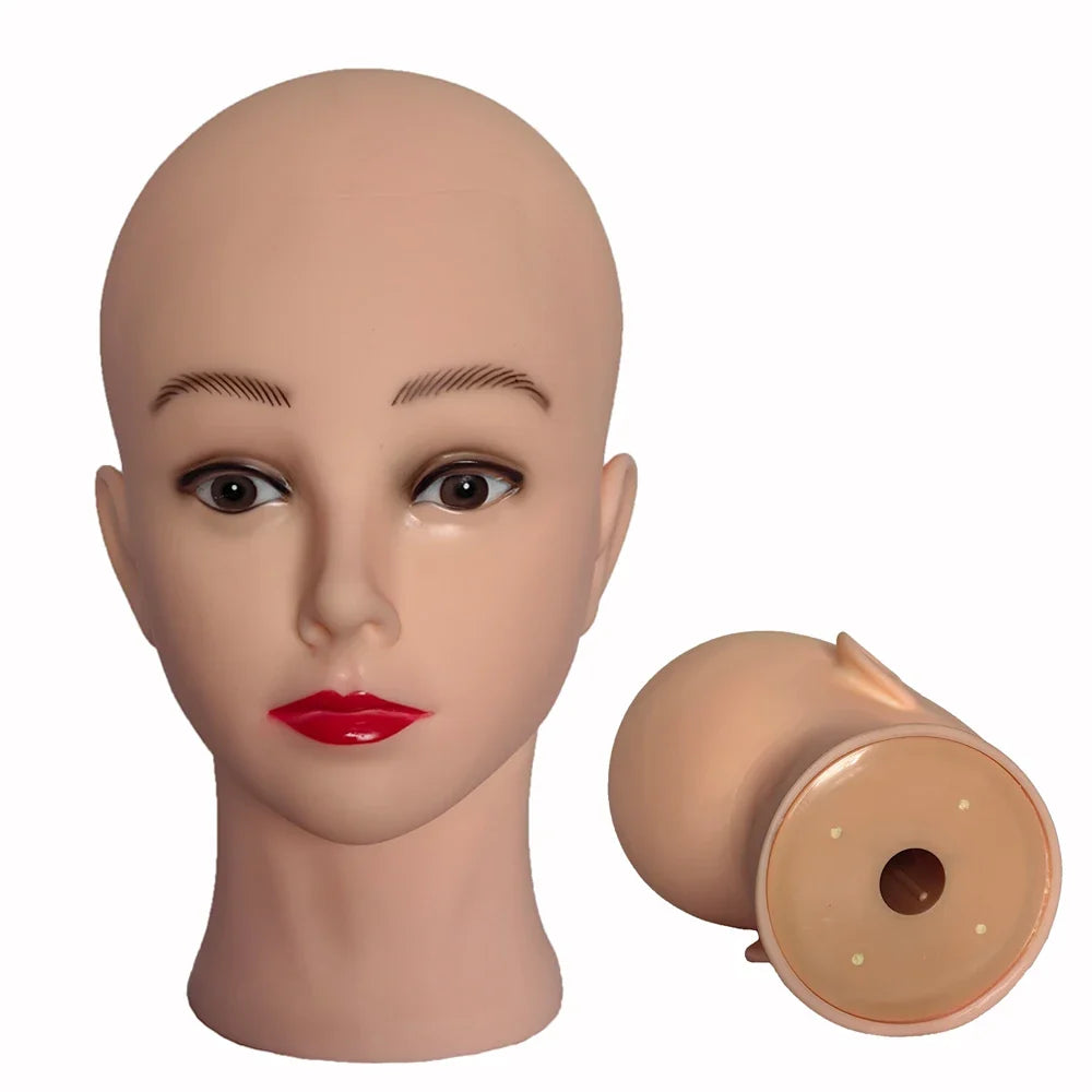Professional Makeup Doll Head Bald Manikin Model For Making Wigs Styling Caps Hairdressing Hat Headwear Display Stand