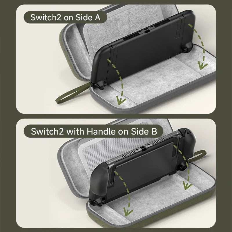 Hagibis Carrying Case for Switch 2 Hard Shell Portable Travel Pouch Dual-sided Bag for NS2 Accessories with 10 Game Cartridges