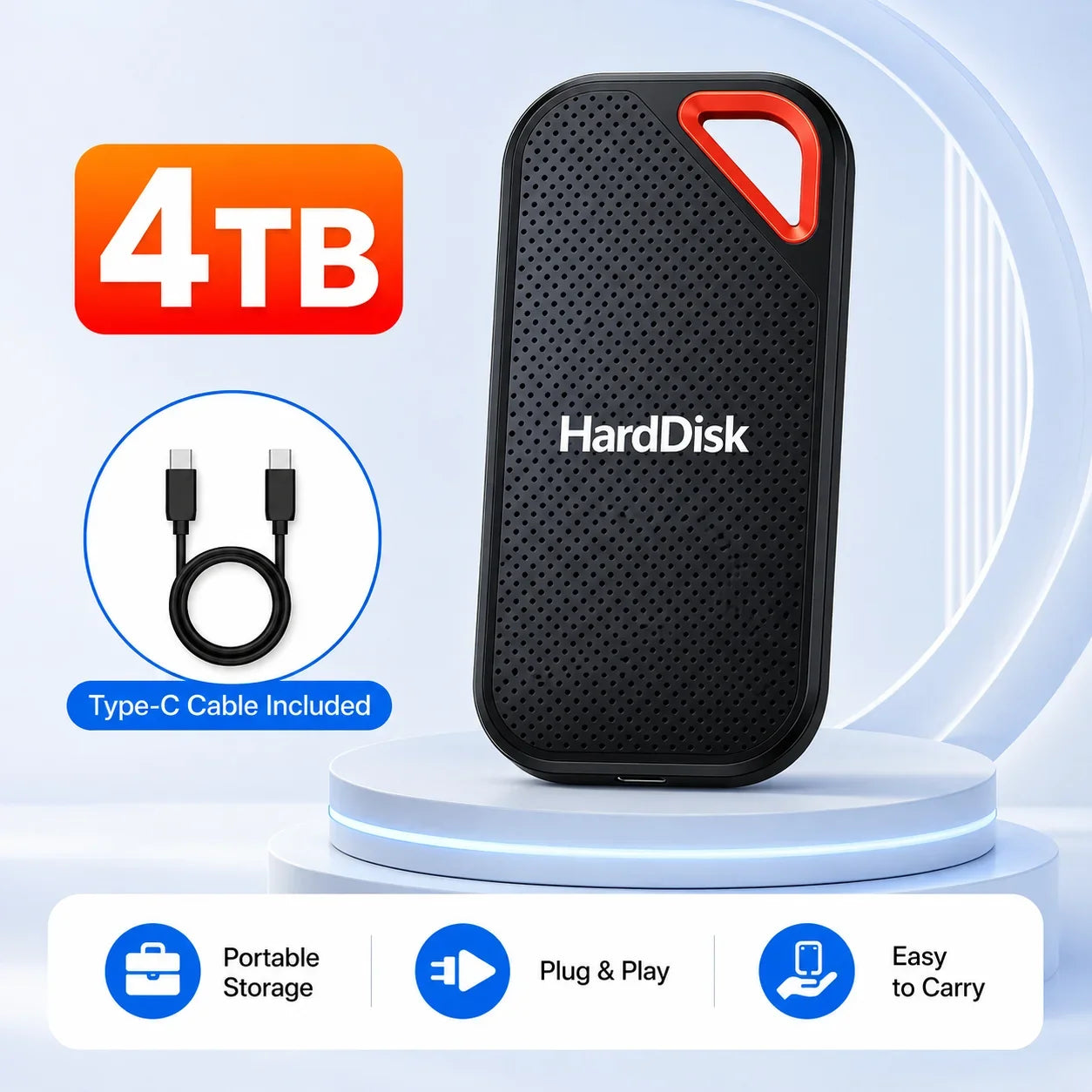 High-Speed Original SSD 2TB Portable USB3.1 Hard Drive 4TB Noiseless Disk for Freelancer Laptop Tablet Workbench