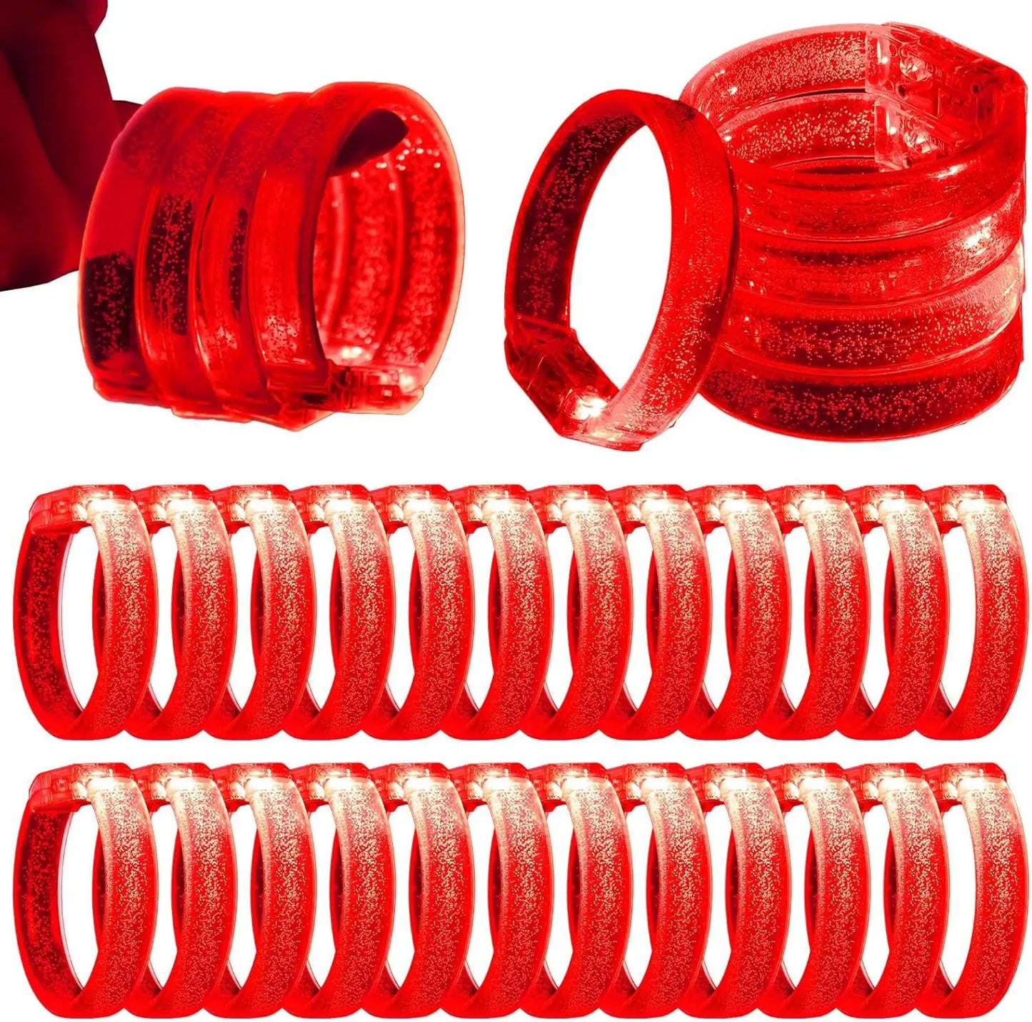24pc Light Up Bracelet LED Bracelet Flashing LED Wristband Glow in The Dark Bracelets Light Up Party Favors for Wedding Carnival