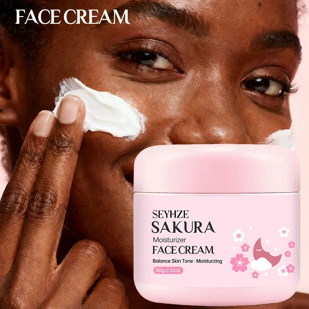 SEYHZE Sakura Collagen Essence + Moisturizing Cream Facial Care Set - 2pcs Packed with Collagen Peptides Vitamin C/E Aloe Niacin