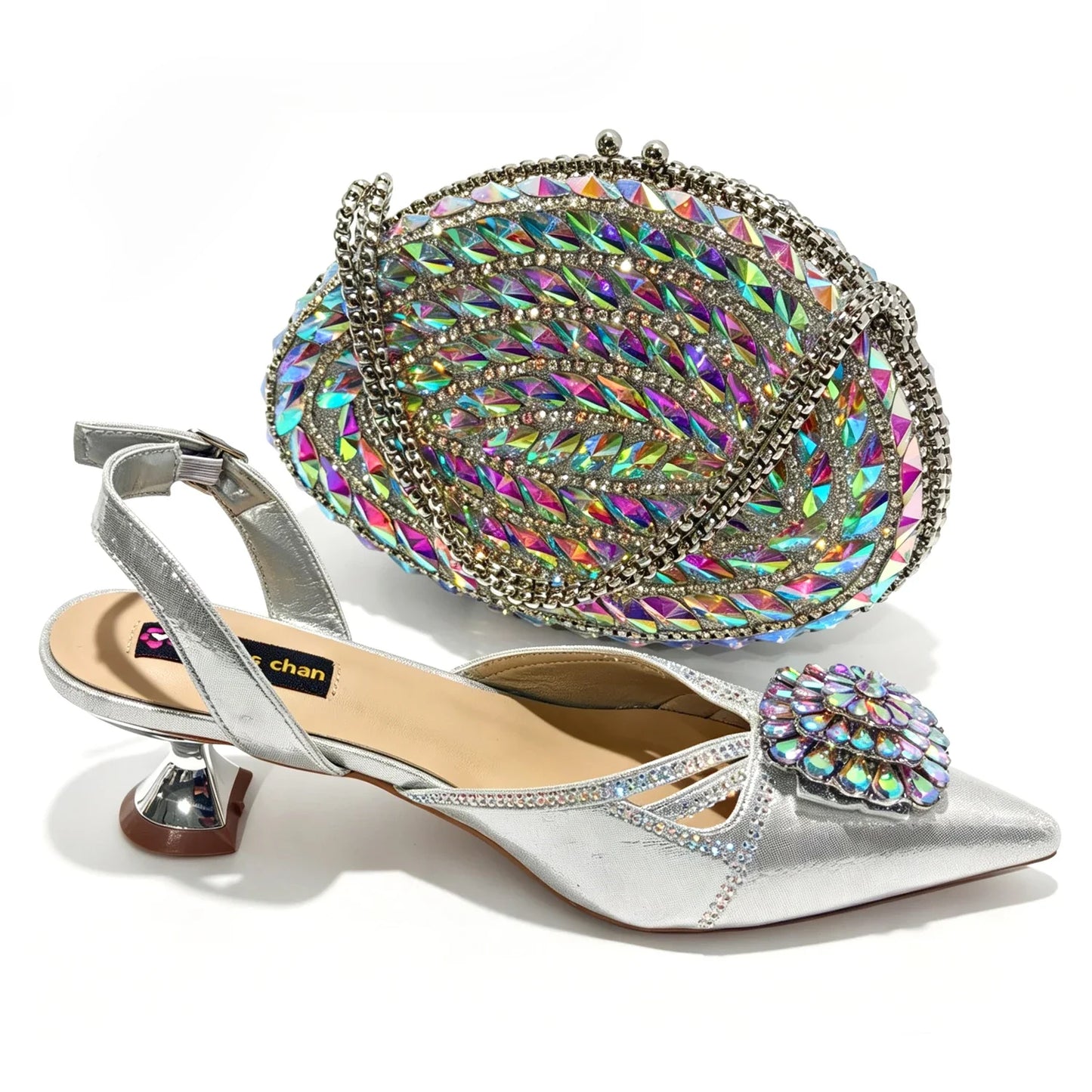Doershow nice African Shoes And Bag Matching Set With silver Hot Selling Women Italian Shoes And Bag Set For Wedding HGY1-1