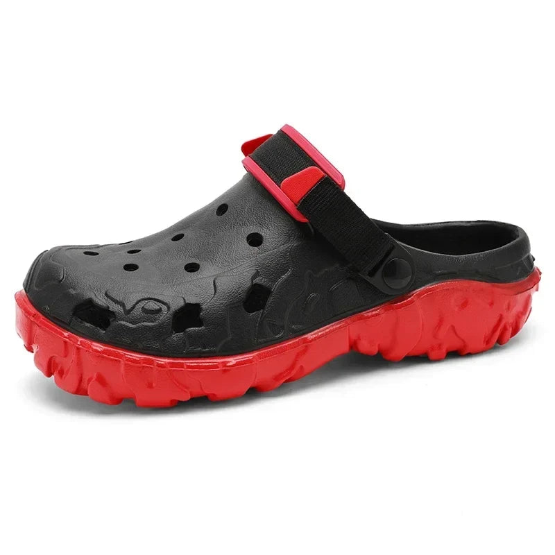 2025 Sandals for Men Black Red Breathable Home Slippers Outdoor Fashion Garden Shoes Clogs Couple Beach Shoes Women Sandals
