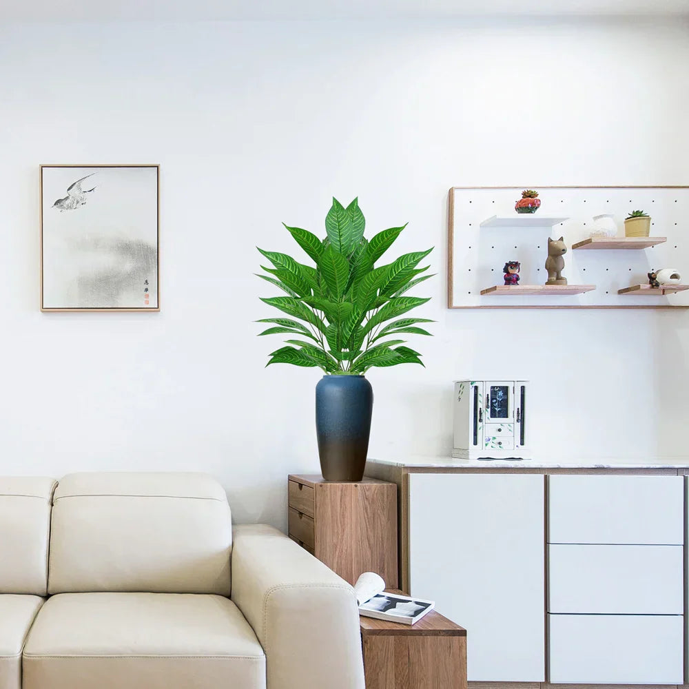 Dlight Decor 76cm Magnolia Banyan Leaf Branch with Green Sansevieria Accents