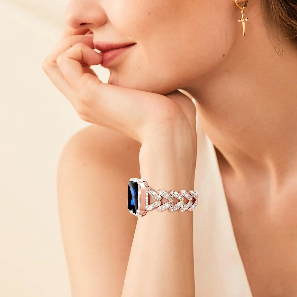 Apple Watch Rhinestone Leaf-Link Bracelet Band