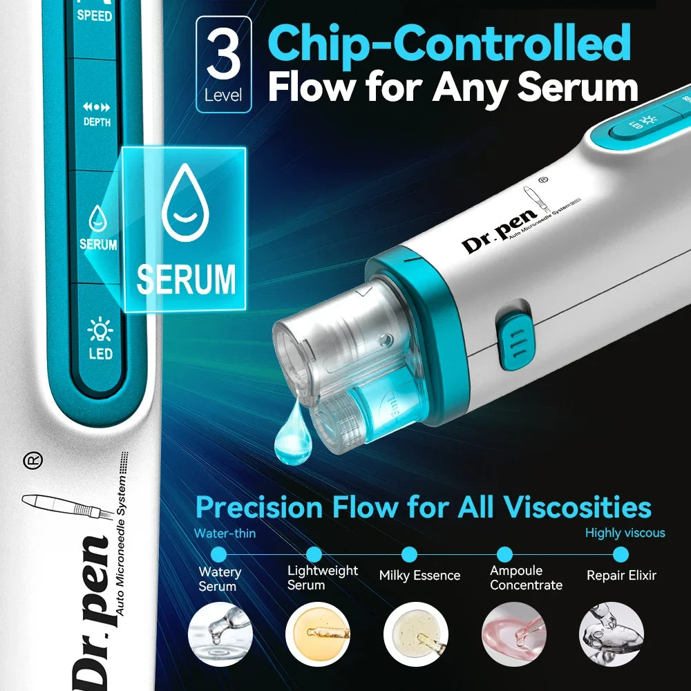 Dr. Pen H6 Derma Pen Serum Infusion Microneedling Pen with 2pcs Cartridge Needle Length 0.25 MM