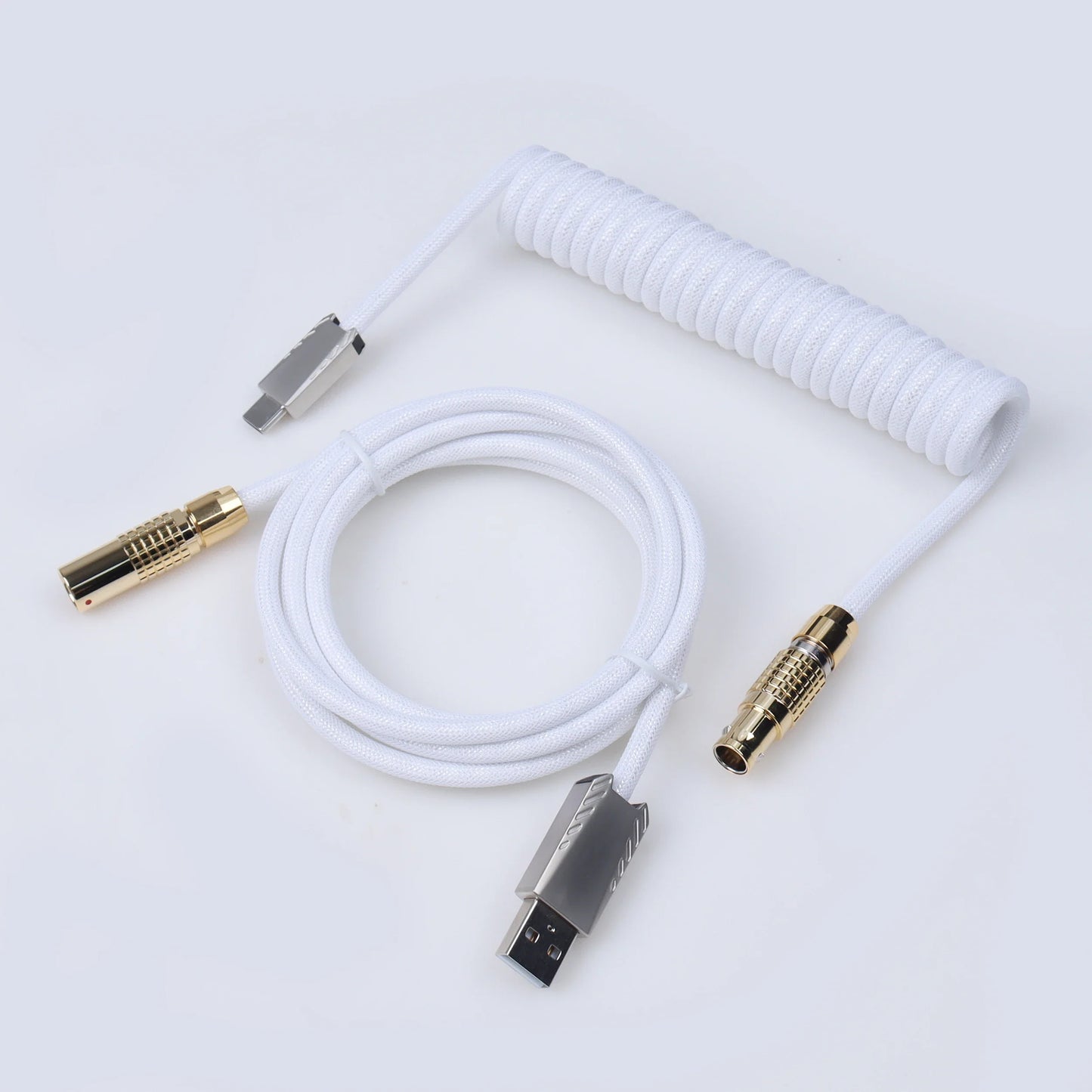 LANO Usb Keyboard Cable FGG Coiled Keyboard Usb Type C Cable Metal Aviator Connector Gaming 00B Usb Keyboard Cable