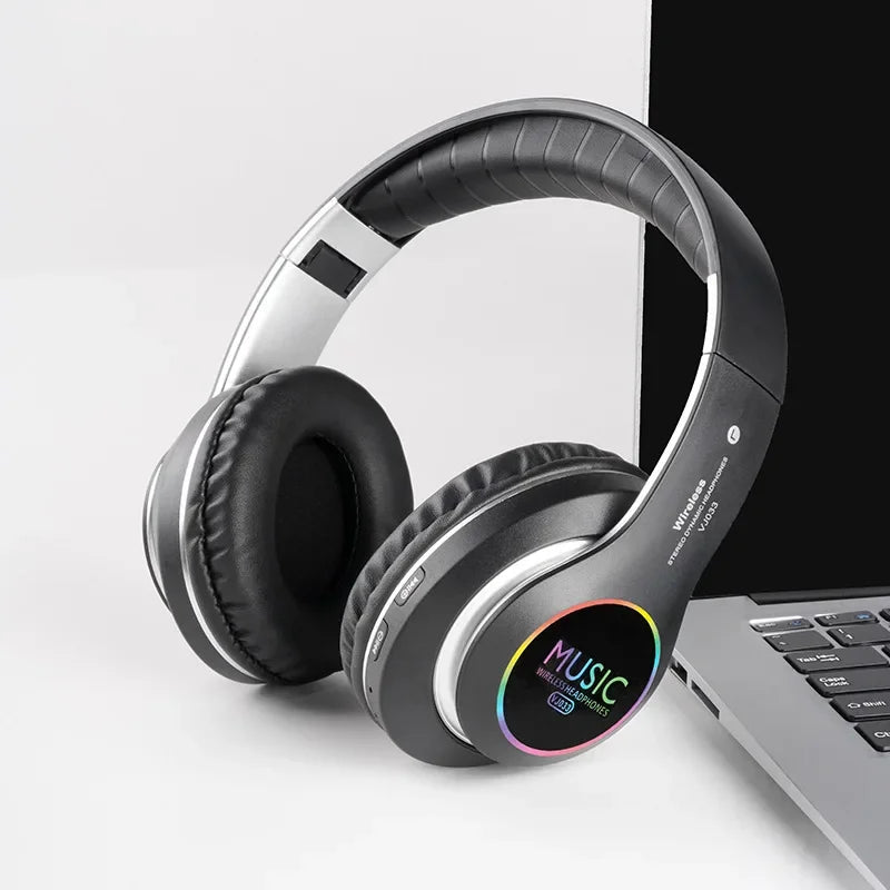 Wireless Bluetooth 5.0 HiFi Headphone With On-Ear Headset Stereo Sound Earphones Sports Office Game Foldable Low Latency