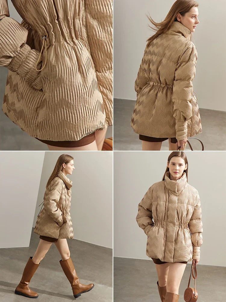 AMII Minimalist Duck Down Puffer Coat Women Winter 2026 Lightweight Stand Collar Lapel Warm Outerwear New Jackets 12344052