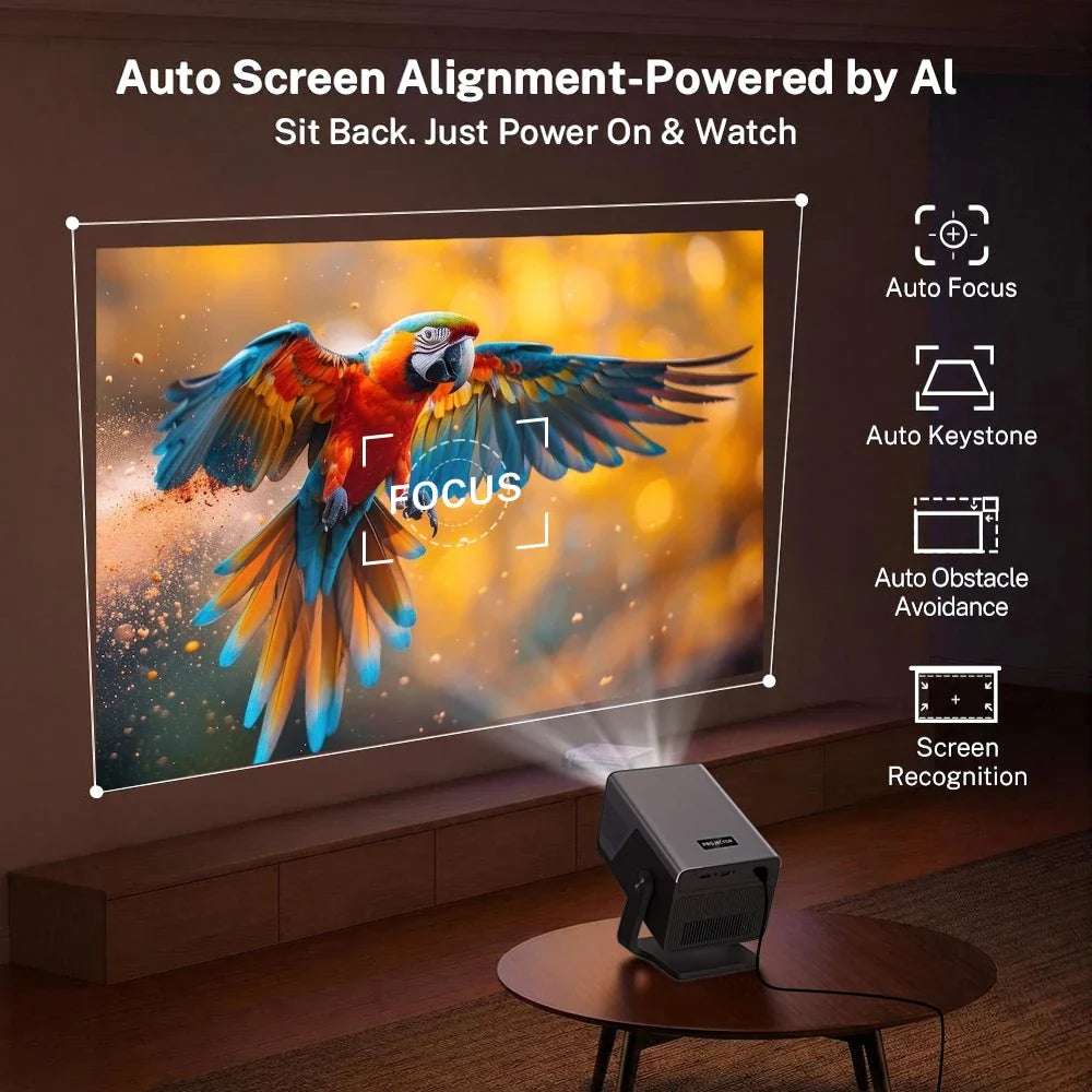 LYNCast Smart Projector,2000ANSI, 8K Support, FHD 1080P,  X7P,Android 14, WiFi6, Outdoor, Home Theater, Anime, FIFA World Cup, green materials, Crystal Clear Experience
