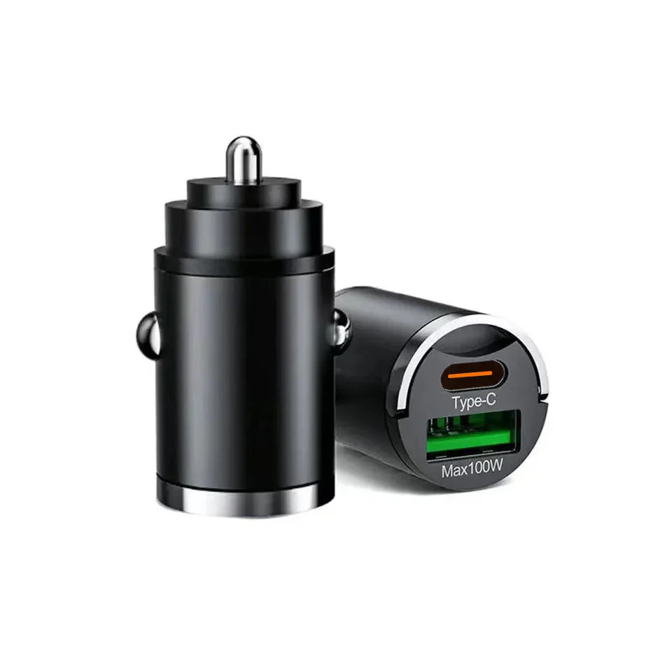 100W USB Car Charger Dual Ports Fast Charging Car Phone Charger For iPhone Samsung Xiaomi Quick Charge 3.0 Type C Charger In Car