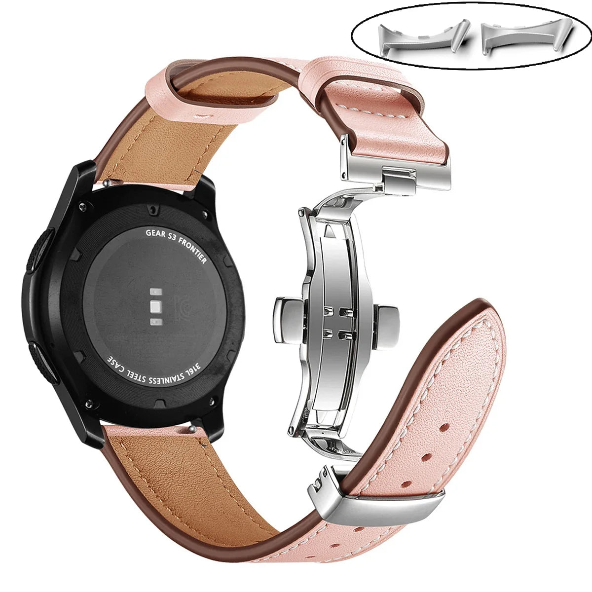Google Pixel Watch 5, 4 & 3 45mm Leather Band, Butterfly Clasp