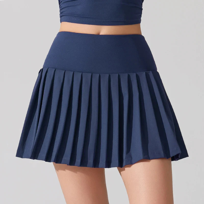 VITALINOVO Falda-pantalón plisada fluida: Tiro alto, con bolsillos, cómoda