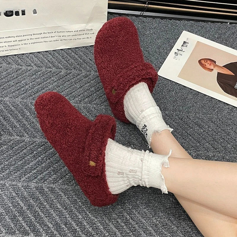 🩴 Pantuflas planas de algodón con forro polar para invierno