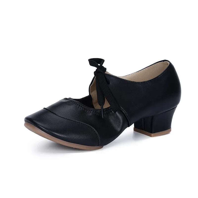 Solid Color Comfortable Breathable Dance Shoes Low Heels Soft Soles Fashionable Adjustable Women's Dance Shoes 2025 New