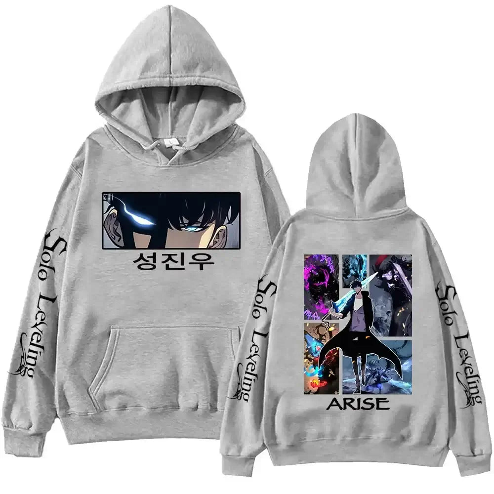 Sudadera con capucha de Solo Leveling, estampado de anime Harajuku