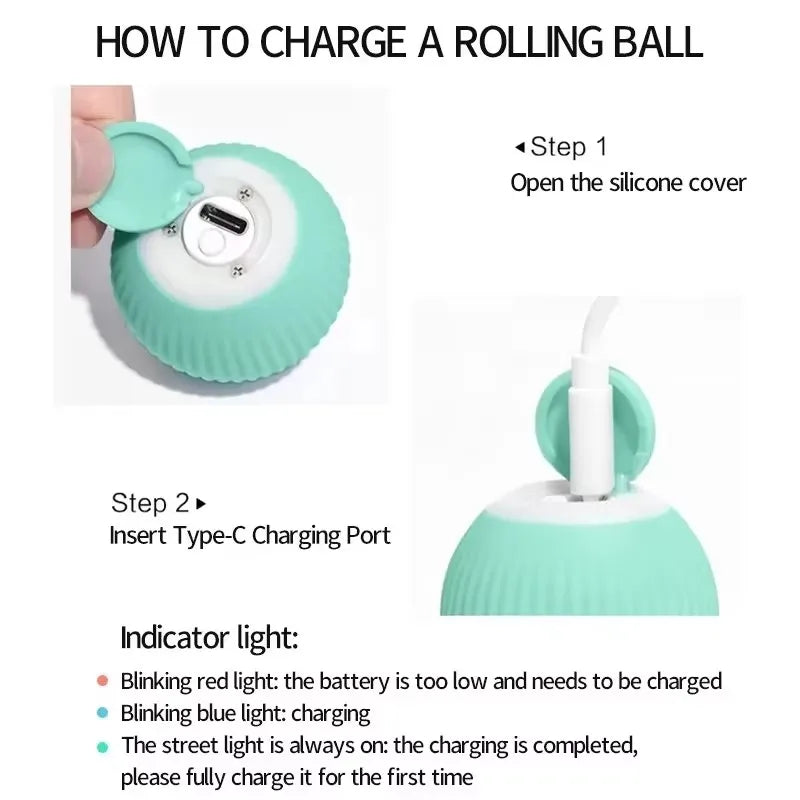 Bite Resistant Smart Automatic Rolling Ball Electric Cat Interactive Toy Self Amusement Boredom Relief Pet Entertainment Ball