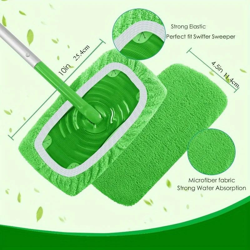 4 Reusable Mop Pads with High Water Absorption and Ultra-fine Fiber Cleaning Pads That Can Firmly Adhere To Most Standard Mops