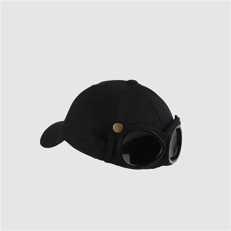 Gorra de béisbol de aviador – Gorra de verano unisex con gafas de sol incorporadas