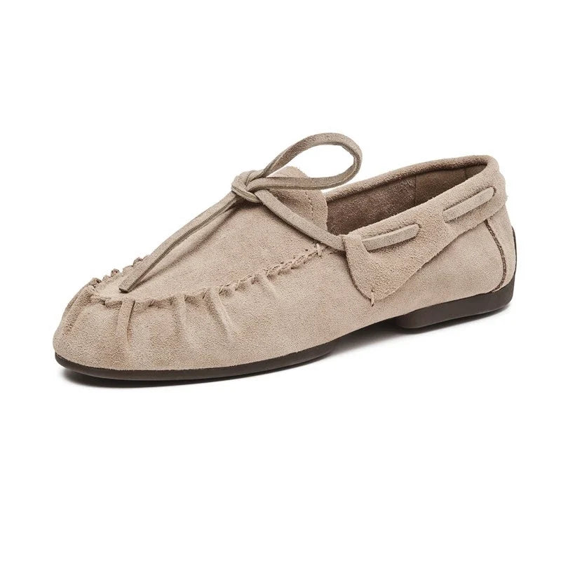 AIYUQI Women Loafers British Style 2026 New Genuine Leather Beanie Shoes Women Flat Non-slip Vintage Slip-on Moccasins For Women