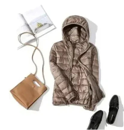 8XL Cheap Ultra Light Down Winter Warm Hooded Feather Puffer Jacket For Girl Short Spring Autumn Coat Female Women Big Size Duck
