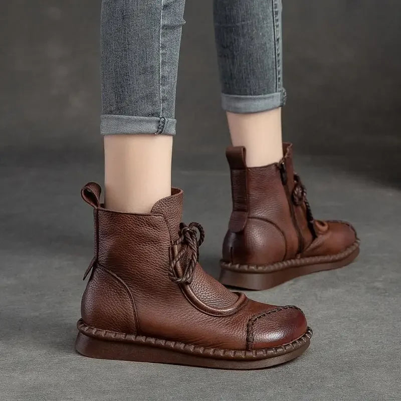 Shoes for Women  Cross-tied Ladies Boot Daily Boots Hot Sale Cotton Shoes Round Toe Comfortable Flat Shoes Women Ankle Boots