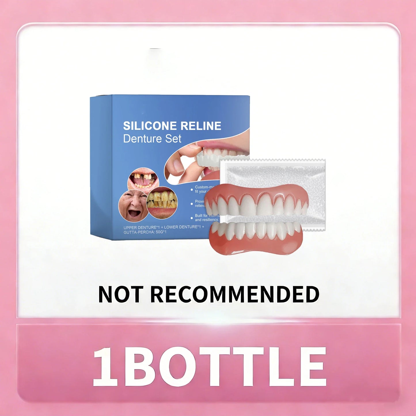 Comfort Fit Full Set Dentures Silicone Fake Teeth Natural Smile Instant Confidence Oral Care for Adults