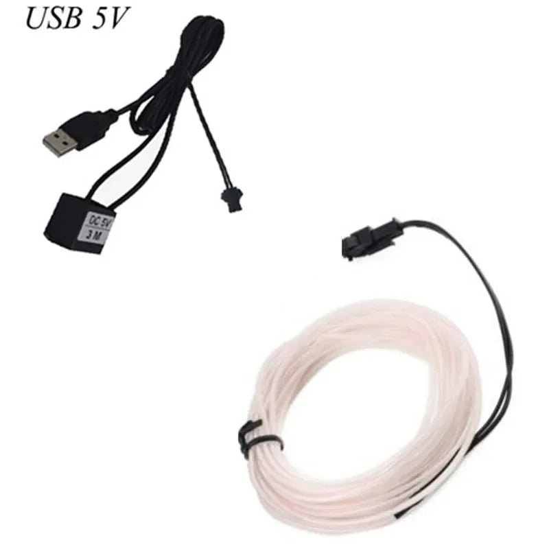 Flexible Neon Light Glow EL Wire Rope Cable LED Lights For Christmas Dance Rave Decoration DIY Shoes Clothing USB LED Strip Lamp