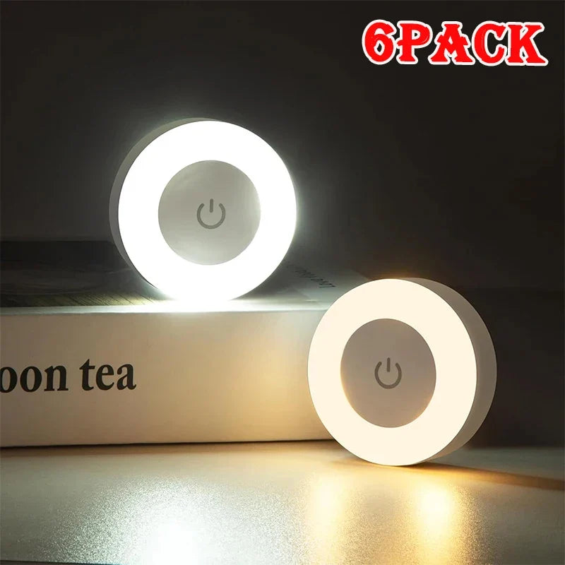 1-6pcs Energy Saving LED Night Lights Touch Sensor 3 Color Dimmable