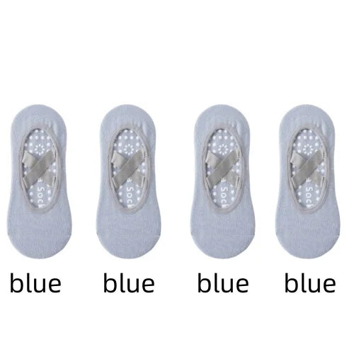 1/ 4Pair Professional Women Yoga Sock Silicone Anti-slip Ballet Pilates Socks Women Backless Breathable Bandage Yoga Sport Socks