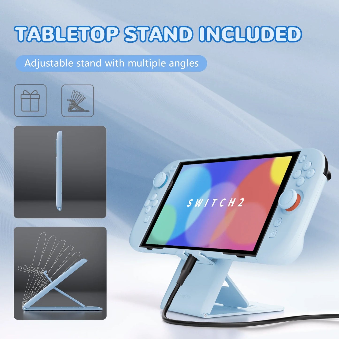 PlayVital Solid Color Protective Case for Nintendo Switch 2, Anti-Scratches Hard Shell Dockable Grip Cover with  Foldable Stand
