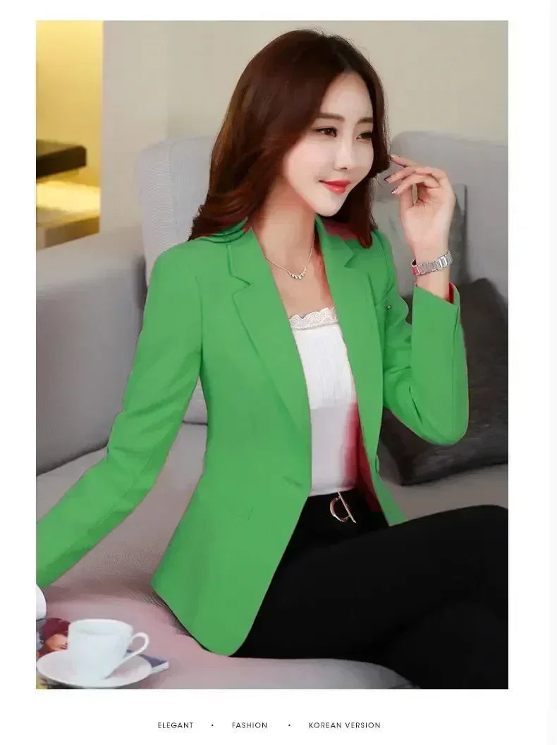 Chaqueta tipo blazer ajustada y entallada para mujer coreana, para primavera y otoño, estilo informal de oficina, traje de negocios para mujer, estilo moderno.