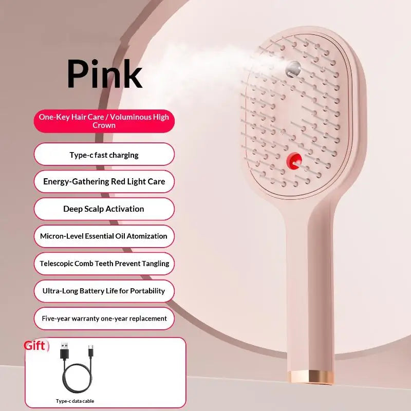 Electric Steam Spray Hair Brush USB-C Rechargeable Wet Hair Straightener Comb, Smooth Styling Anti-Frizz Tool