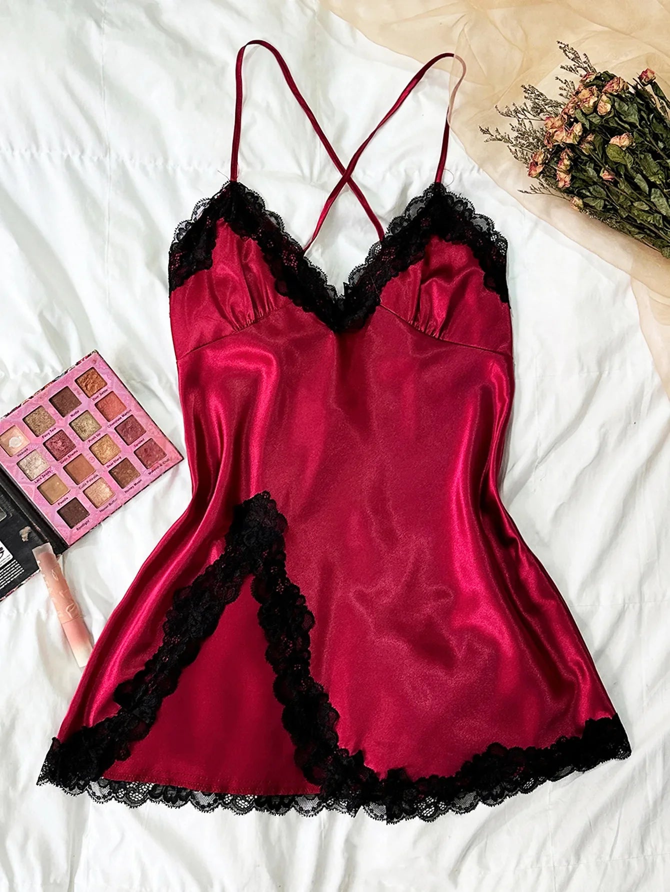 Sexy Pajamas Women's Lace Suspender Nightdress Silk Thin Dress Lingerie Women Nightgowns Sexy Solid Nightwear Summer Loungewear