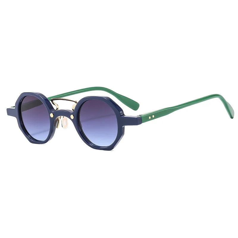 Vintage Small Round Women Sunglasses Fashion Clear Ocean Lens Shades UV400 Men Rivets Sun Glasses Oculus
