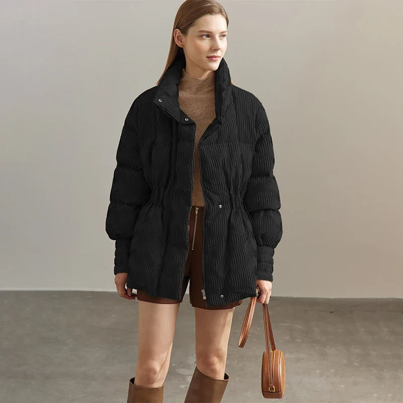 AMII Minimalist Duck Down Puffer Coat Women Winter 2026 Lightweight Stand Collar Lapel Warm Outerwear New Jackets 12344052