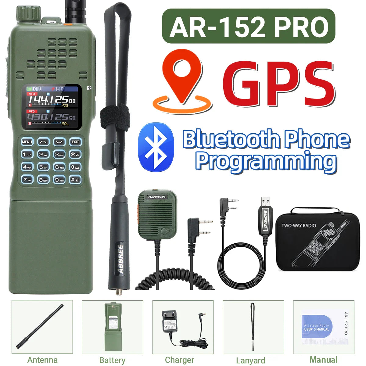 BAOFENG AR-152 PRO 10W GPS Bluetooth Programación