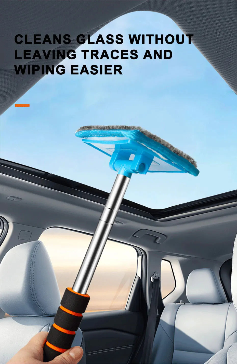 SEAMETAL Car Front Windshield Defogging Brush Telescopic Long Handle Car Household Glass Clean Brushes Dust Remover Tool