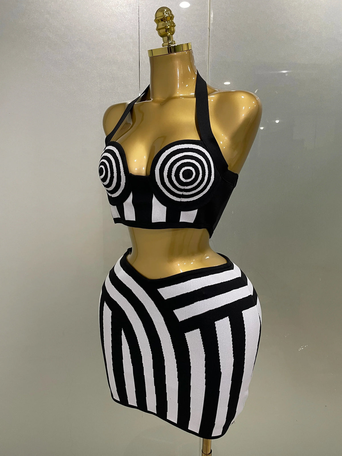 Optical Illusion Halter Bandage 2-Piece Set