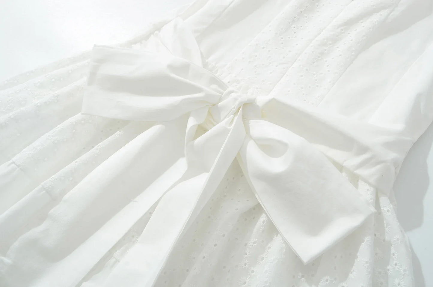 Foridol Bowknot White Summer Women's Dresses 2025 Square Collar Cotton Hollow Out Short Dress New in Vintage Beach Dress
