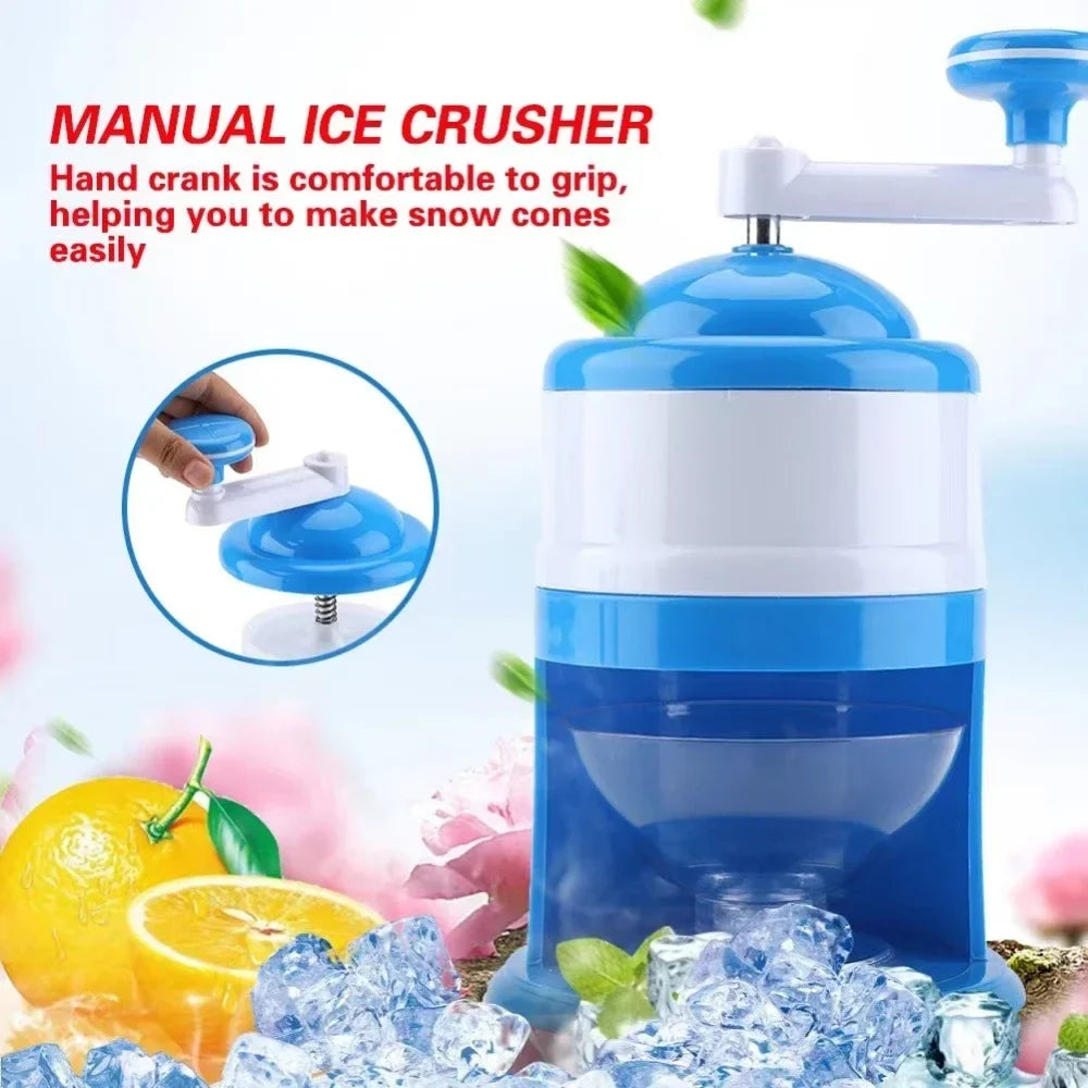 Ice Shaver Snow Cone Hand Crank Ice Crusher Portable Ice Machine with Shaved Ice Bowl Cone Maker for Home Office Outdoor Camping