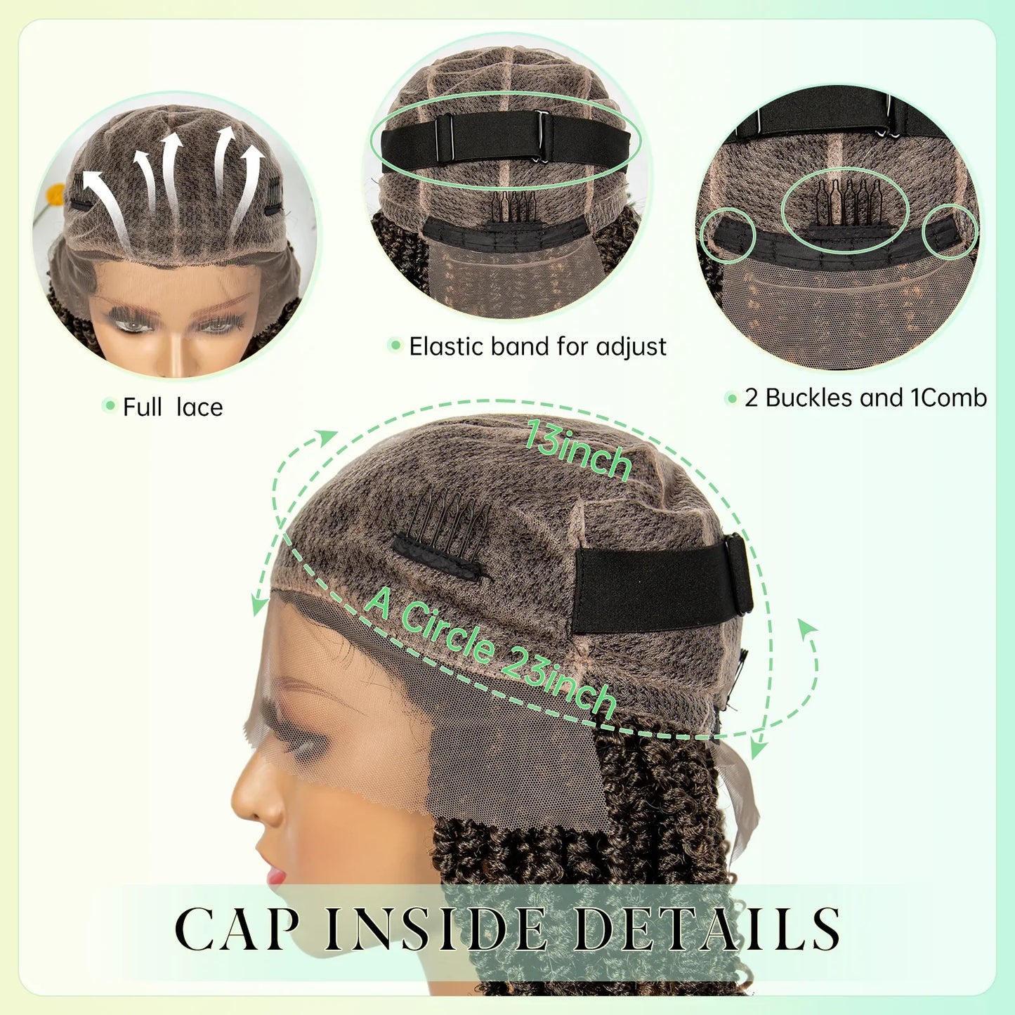 14Inch Full Lace Braided Wigs Synthetic Lace Frontal Twisted Braids Wigs with Baby Hair Knotless Box Braids Wig for Black Women
