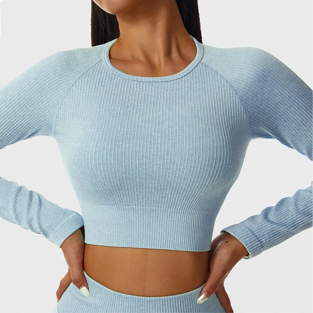Women’s Long Sleeve Crop Gym Yoga Top