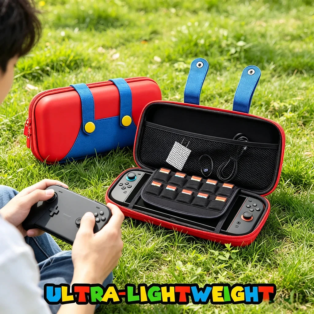 Retro Style Hard Shell Travel Case for Nintendo Switch 2 Holds 10 Cartridges Securely in Elastic Loops