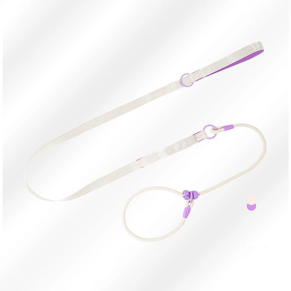 Double Handle Pet Dog Training Round Rope Light Weight Nylon P Chain Adjustable for Small Medium Dogs Walking Leash Pet Supplies