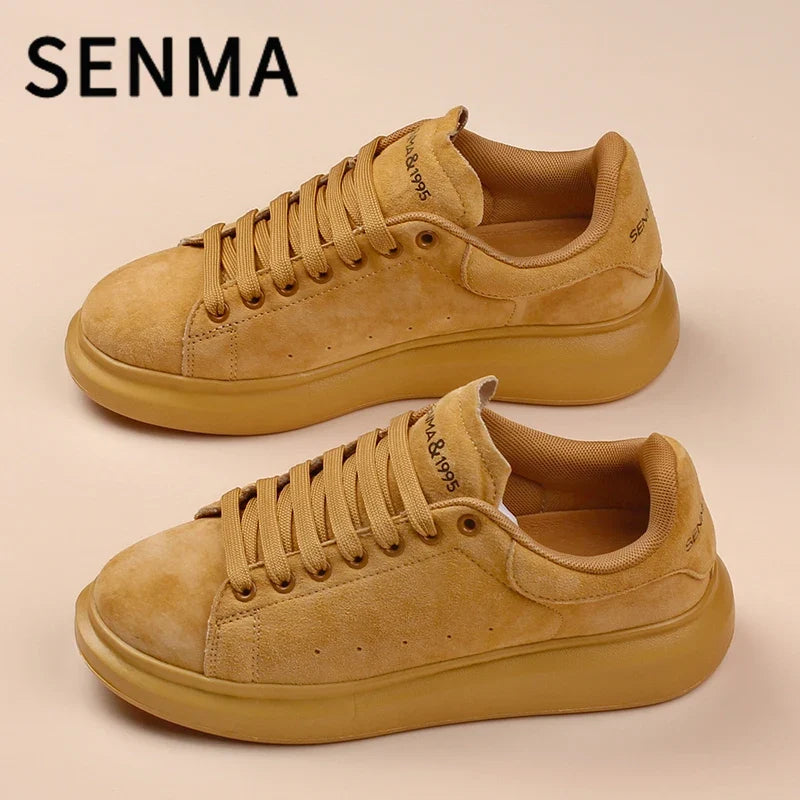 SENMA Genuine Leather Couple Skateboarding Shoes Men's and Women's Versatile Casual Shoes Thick Bottom Sports Shoes Men Sneakers