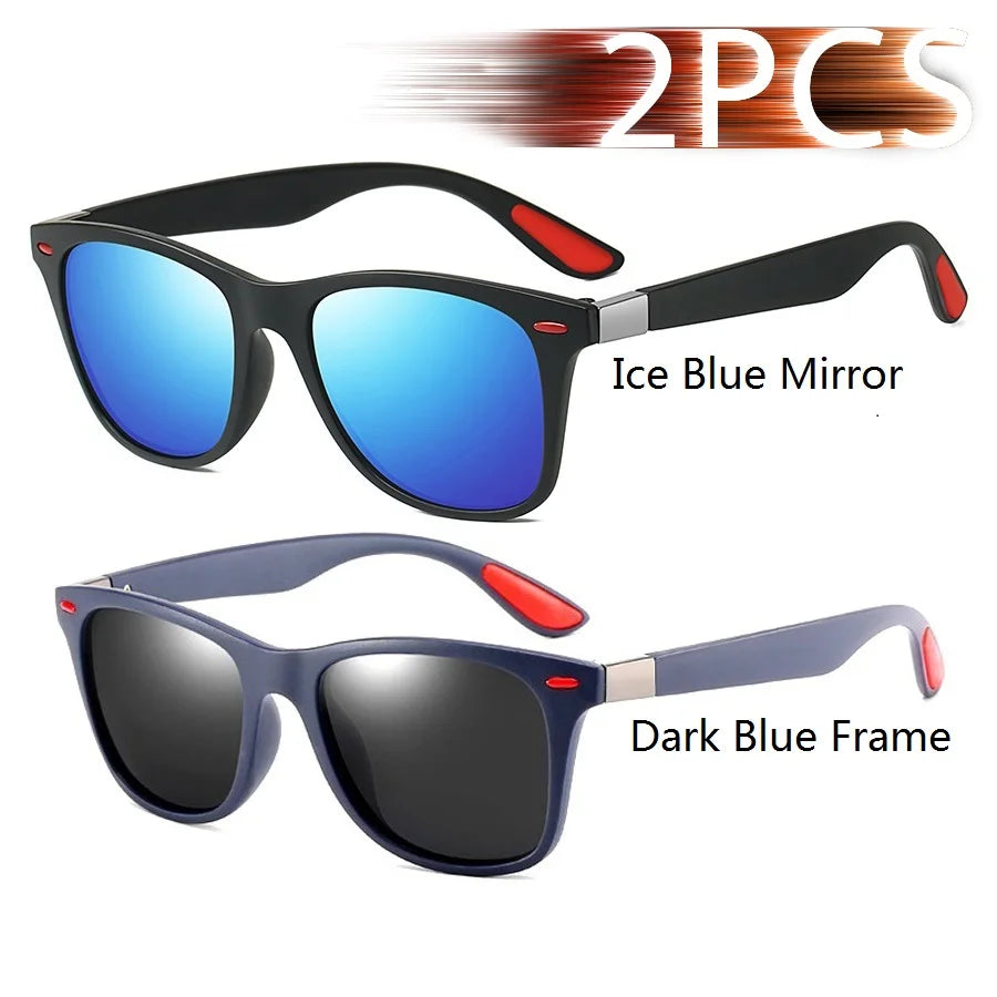 1-2-3PCS Fashion Vintage Square Unisex Driving Fishing Sunglasses Men Women Luxury Brand Designer Sun Glasses Anti-Glare Eyewear