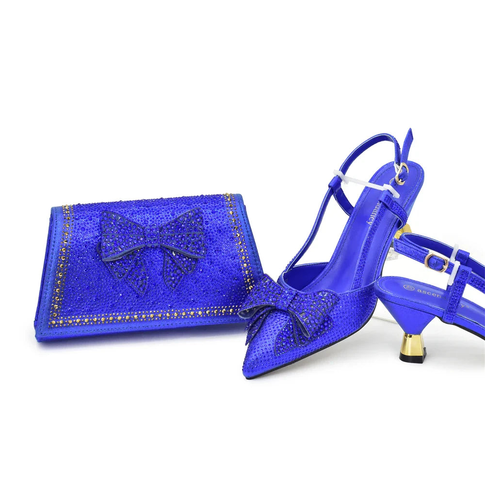 Conjuntos de zapatos y bolsos italianos para fiesta de noche HFG1-1